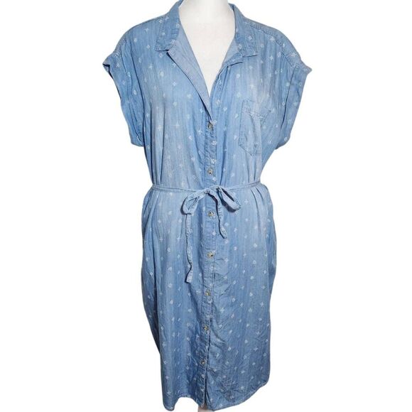 Maurices Dresses & Skirts - Maurices Chambray Shirt Dress Size Large Chambray Mini Dress with Tie Waist